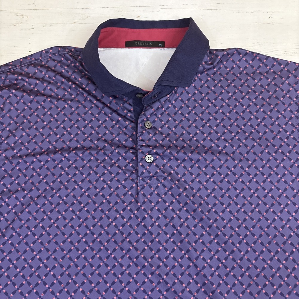Greyson Polo Shirt All Over Geometric Print Mens Golf Shirt Size XL